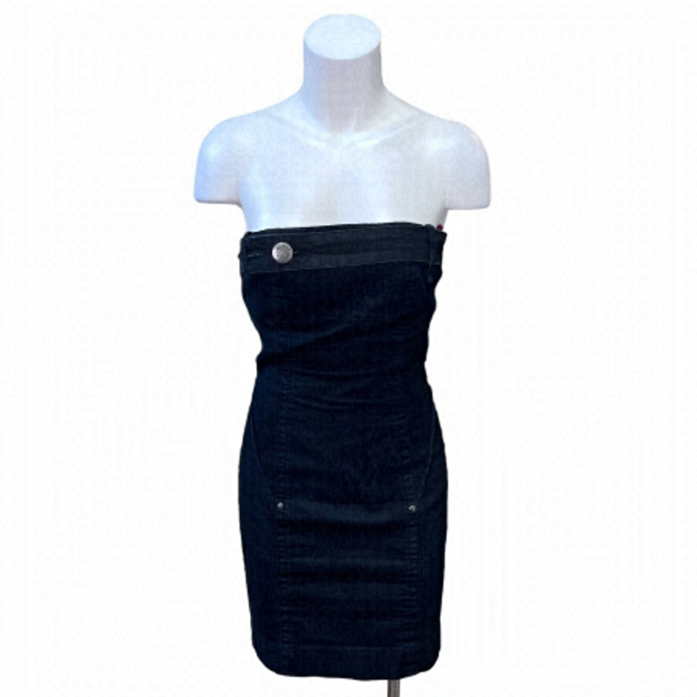 Y2K Foxy Jeans Denim Strapless Bodycon Mini Dress Size Small